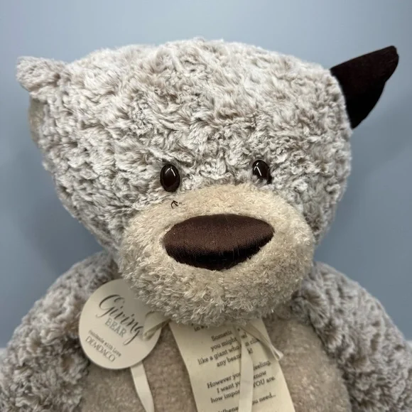 Demdaco Jumbo Giving Bear in Gray, Cream, Beige - Picture 2 of 16